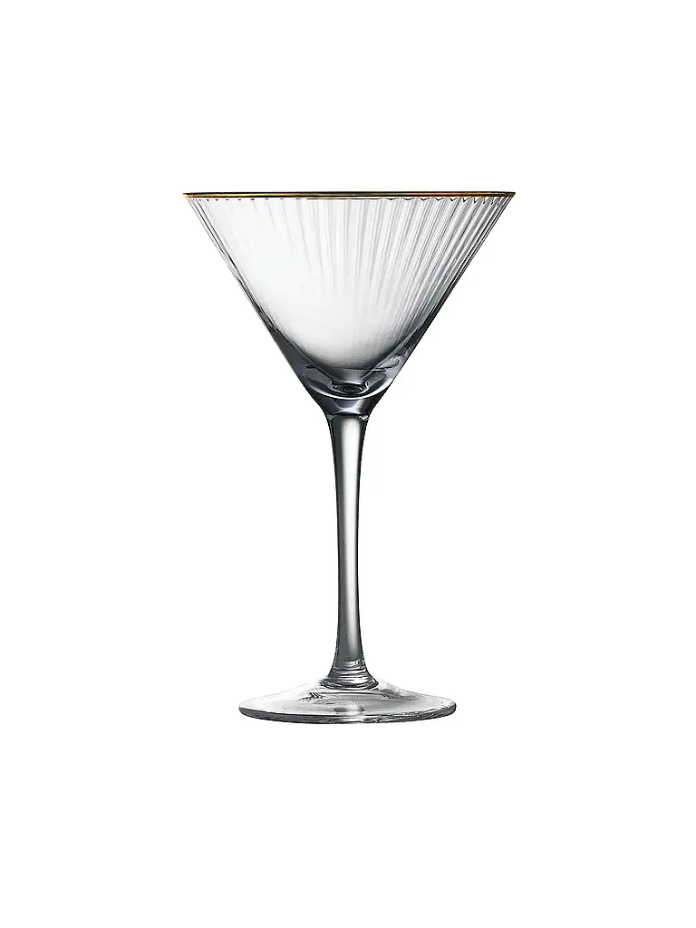 LYNGBY GLAS | Nombre del producto: Juego de copas de Martini 4 piezas con borde dorado PALERMO 25cl | Transparente