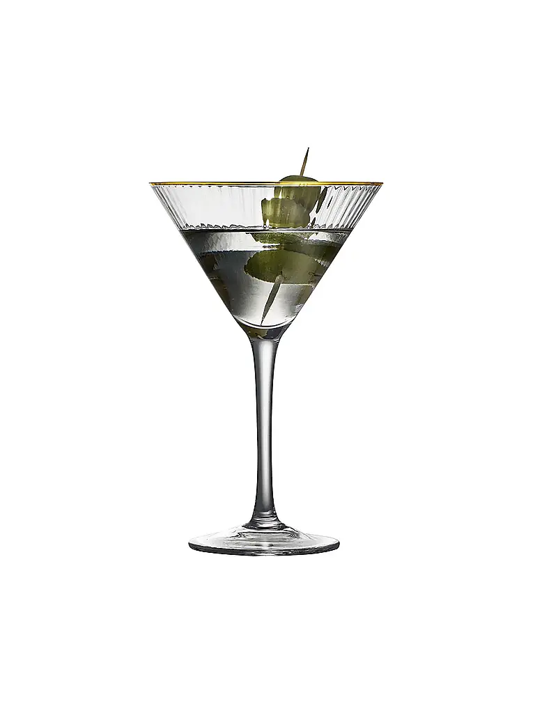 LYNGBY GLAS | Nombre del producto: Juego de copas de Martini 4 piezas con borde dorado PALERMO 25cl | Transparente