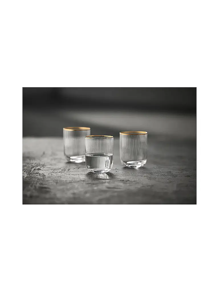 LYNGBY GLAS | Nombre del producto: Juego de vasos de 4 piezas con borde dorado PALERMO 35cl | Transparente