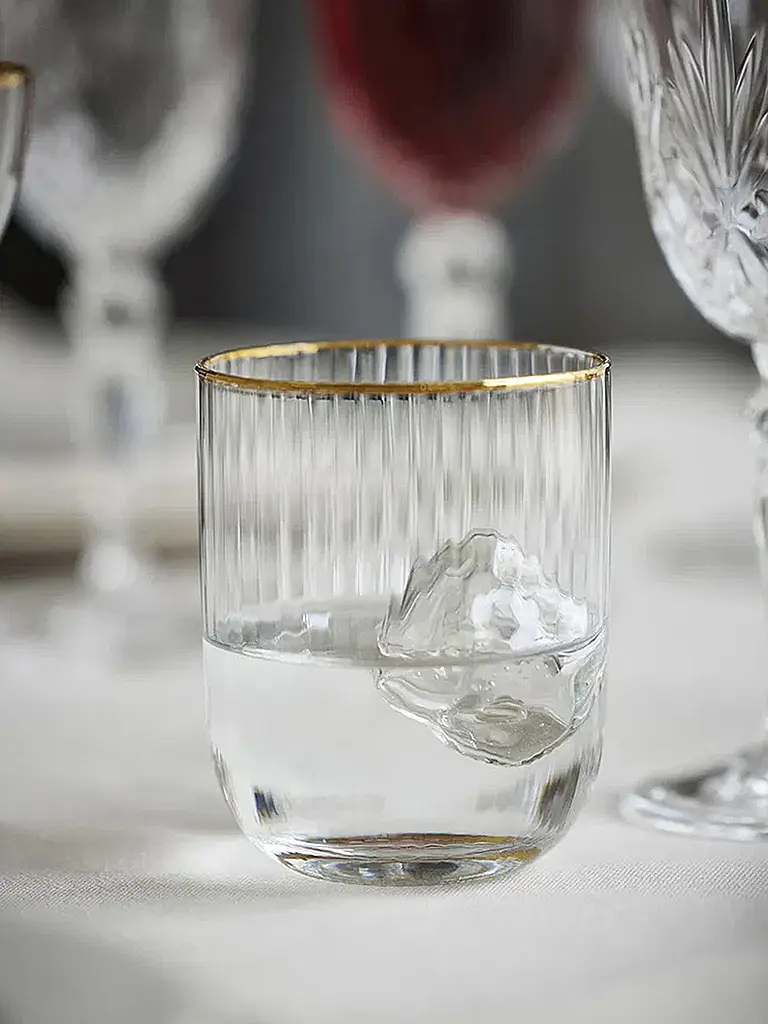 LYNGBY GLAS | Nombre del producto: Juego de vasos de 4 piezas con borde dorado PALERMO 35cl | Transparente