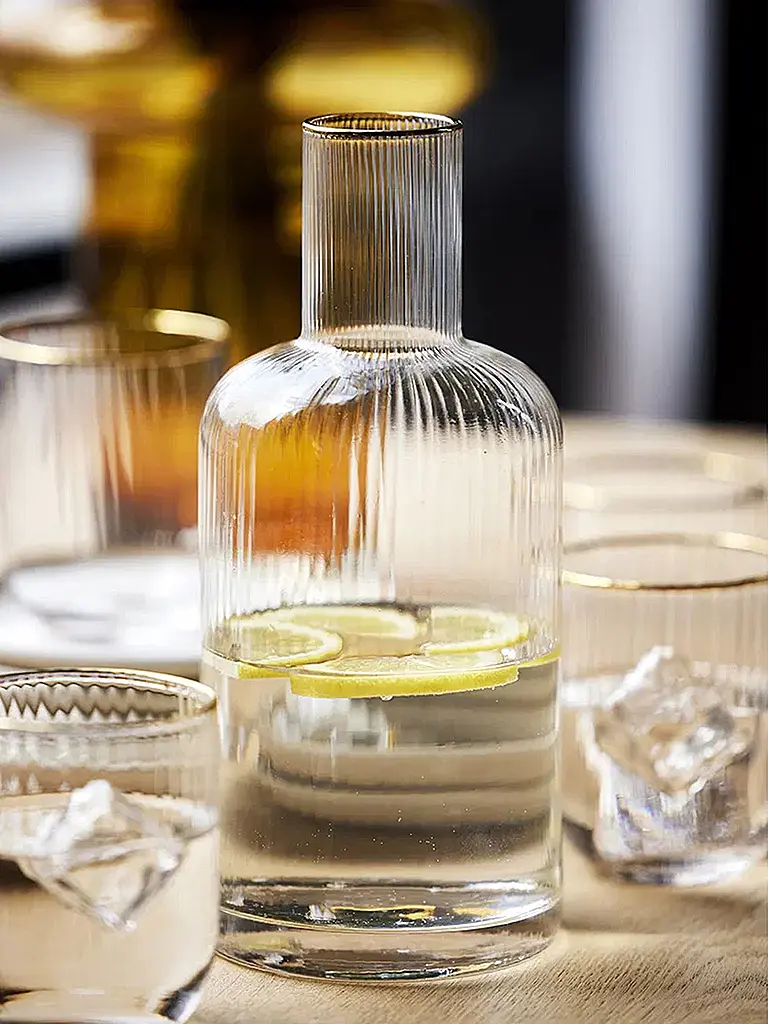 LYNGBY GLAS | Nombre del producto: Juego de vasos de 4 piezas con borde dorado PALERMO 35cl | Transparente