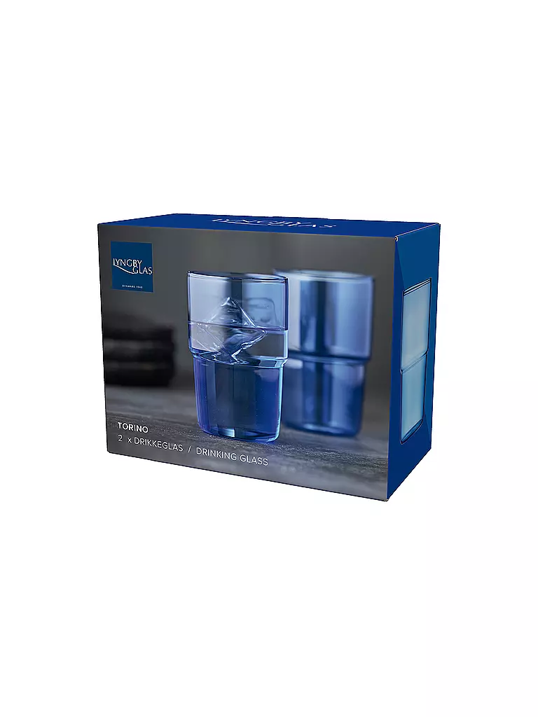 LYNGBY GLAS | Vaso de agua juego de 2 TORINO 40 cl Azul | 
