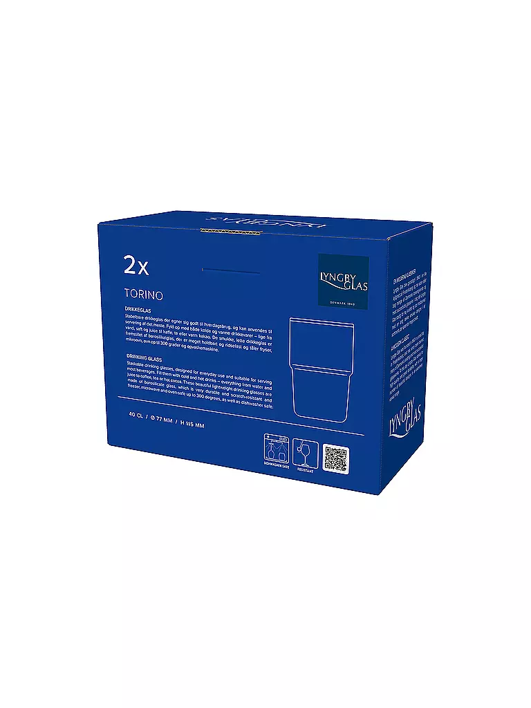 LYNGBY GLAS | Vaso de agua juego de 2 TORINO 40 cl Azul | 