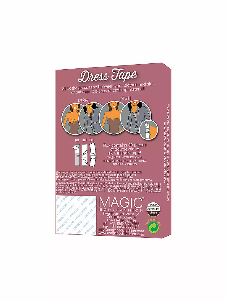 MAGIC BODYFASHION | Cinta para ropa 3 en 1 (30 unidades) Transparente | 
