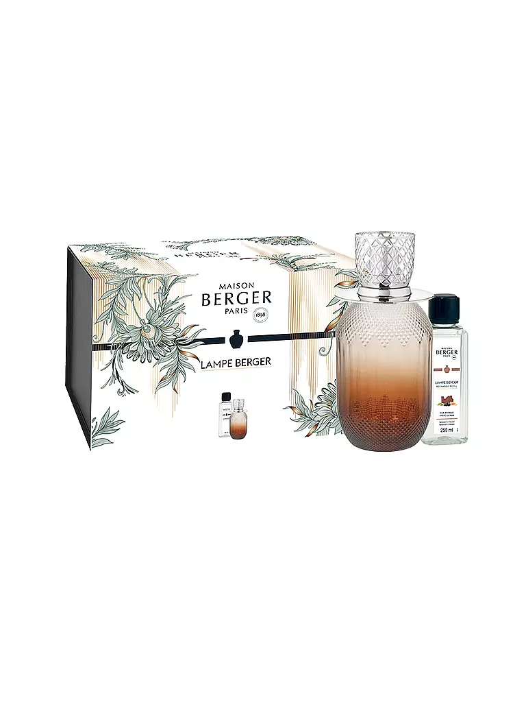 MAISON BERGER PARIS | Lampe Berger Set EVANESCENCE FAUVE +250ml Mystic Leather | Marrón claro