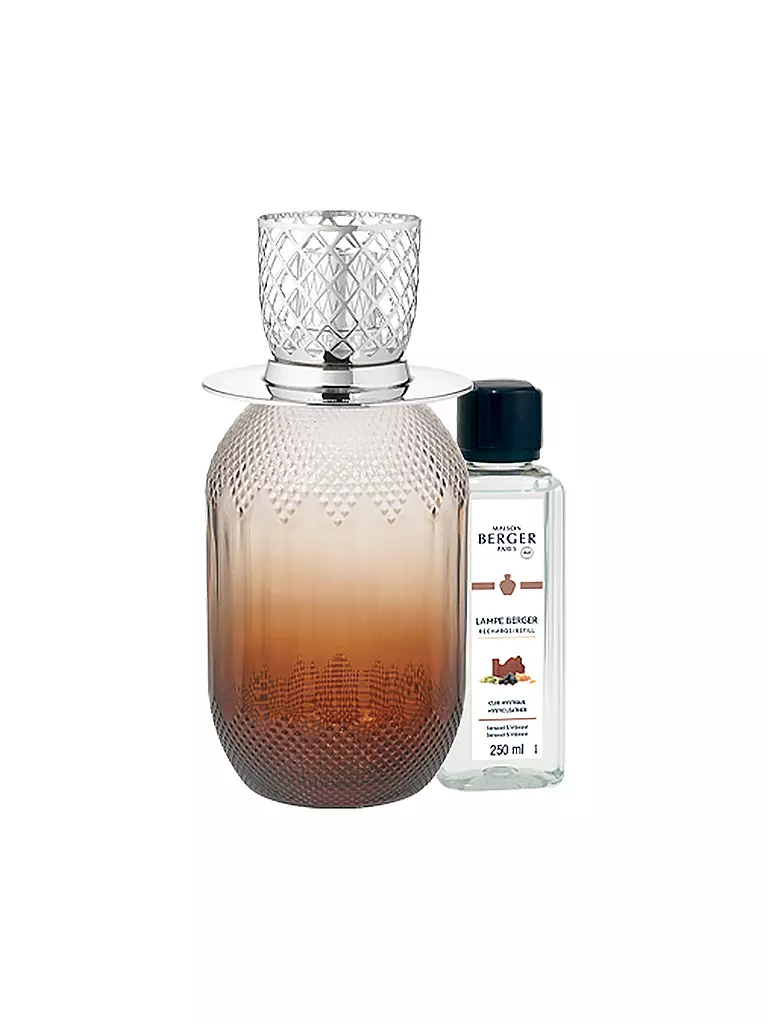 MAISON BERGER PARIS | Lampe Berger Set EVANESCENCE FAUVE +250ml Mystic Leather | Marrón claro