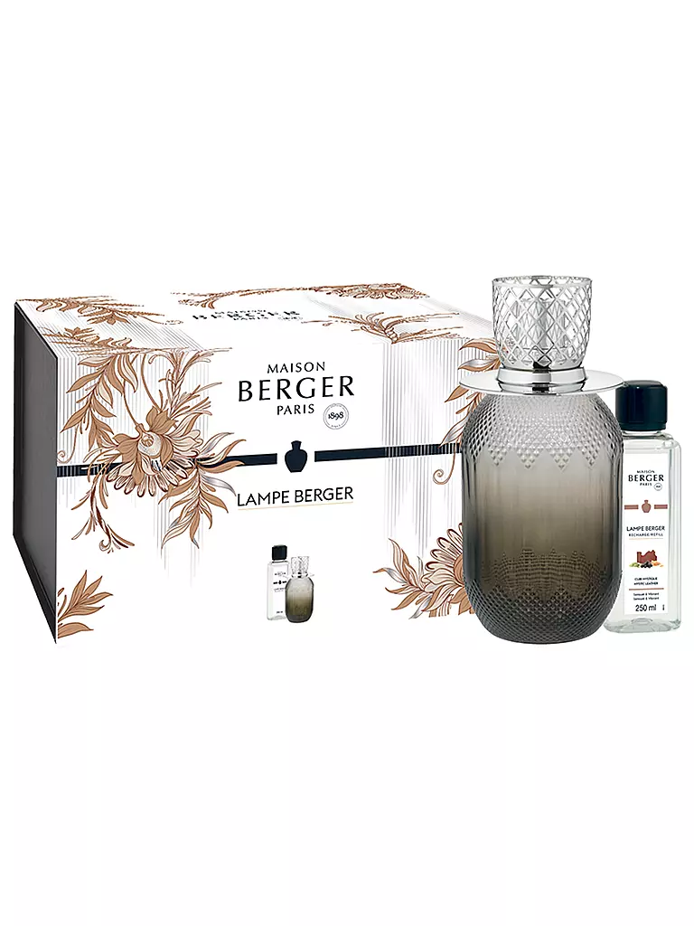 MAISON BERGER PARIS | Lampe Berger Set EVANESCENCE GRISE +250ml Mystic Leather | Gris