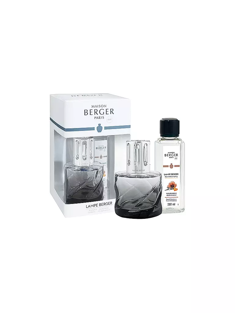 MAISON BERGER PARIS | Set Flacon Spirale Noire 250ml Velours d' Orient | Gris