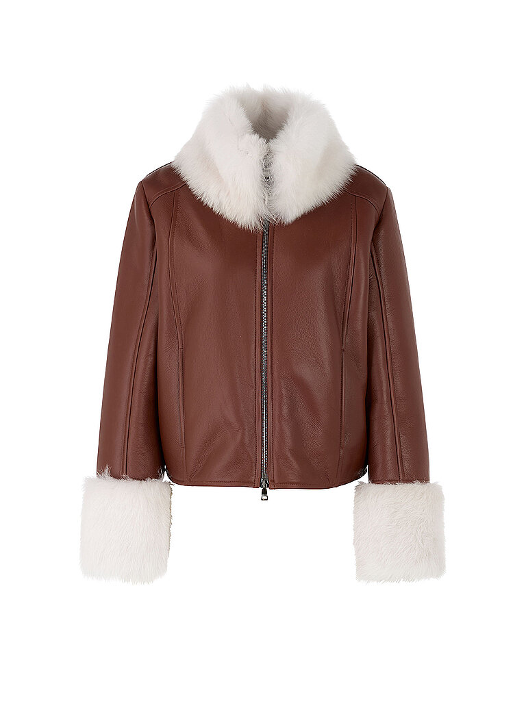 Chaqueta de cuero marrón claro 40