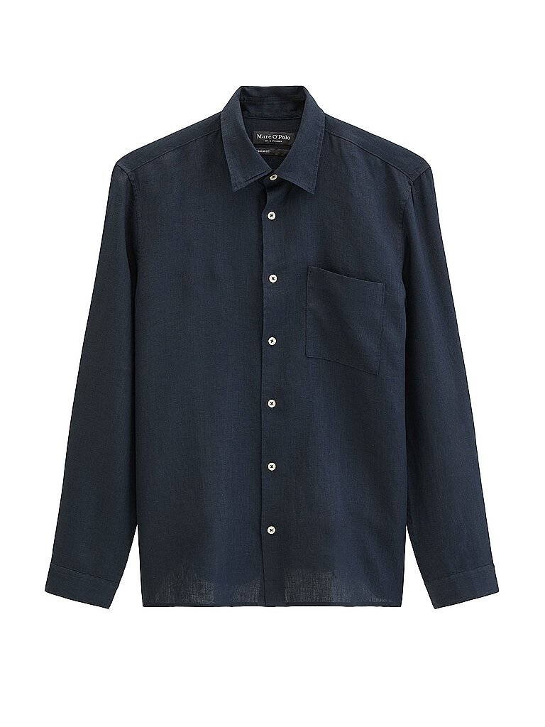 Camisa de lino azul oscuro L