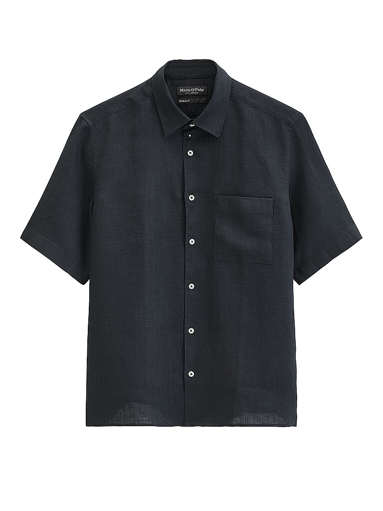 Camisa de lino azul oscuro M
