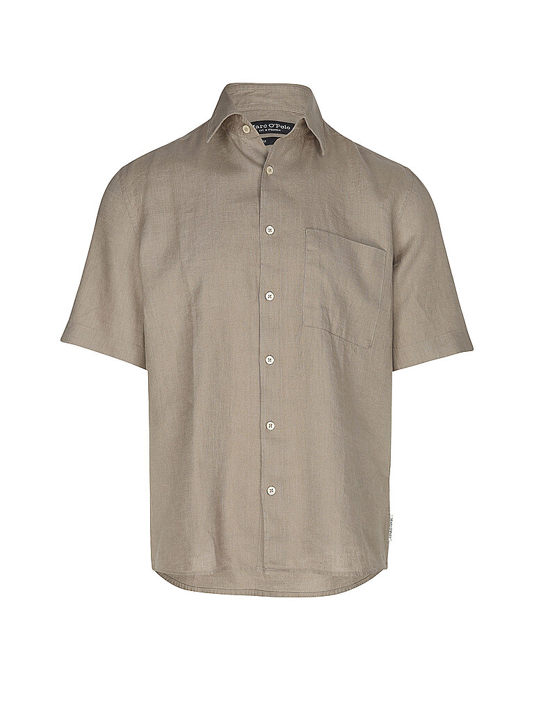 Camisa de lino oliva S