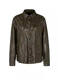 MARC CAIN | Blusa con aspecto de cuero | Oliva