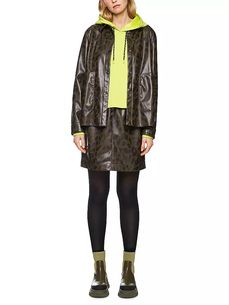 MARC CAIN | Blusa con aspecto de cuero | Oliva