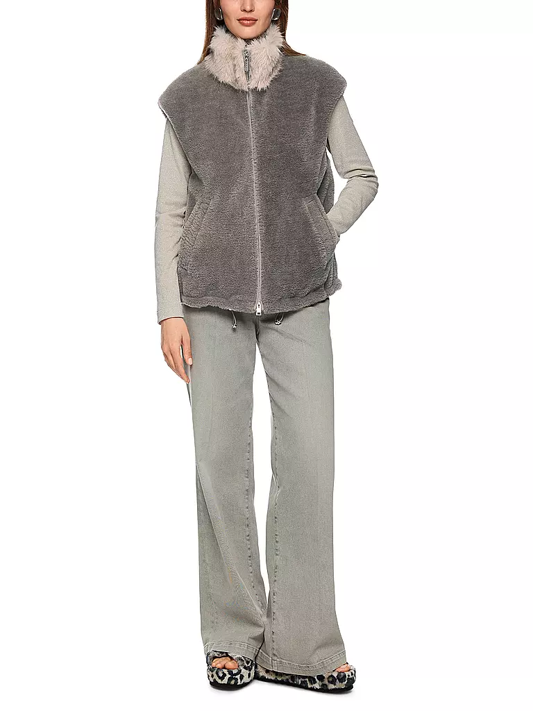 MARC CAIN | Chaleco con aspecto de piel | Gris