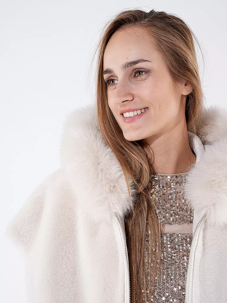 MARC CAIN | Jacke in Felloptik  | Crema