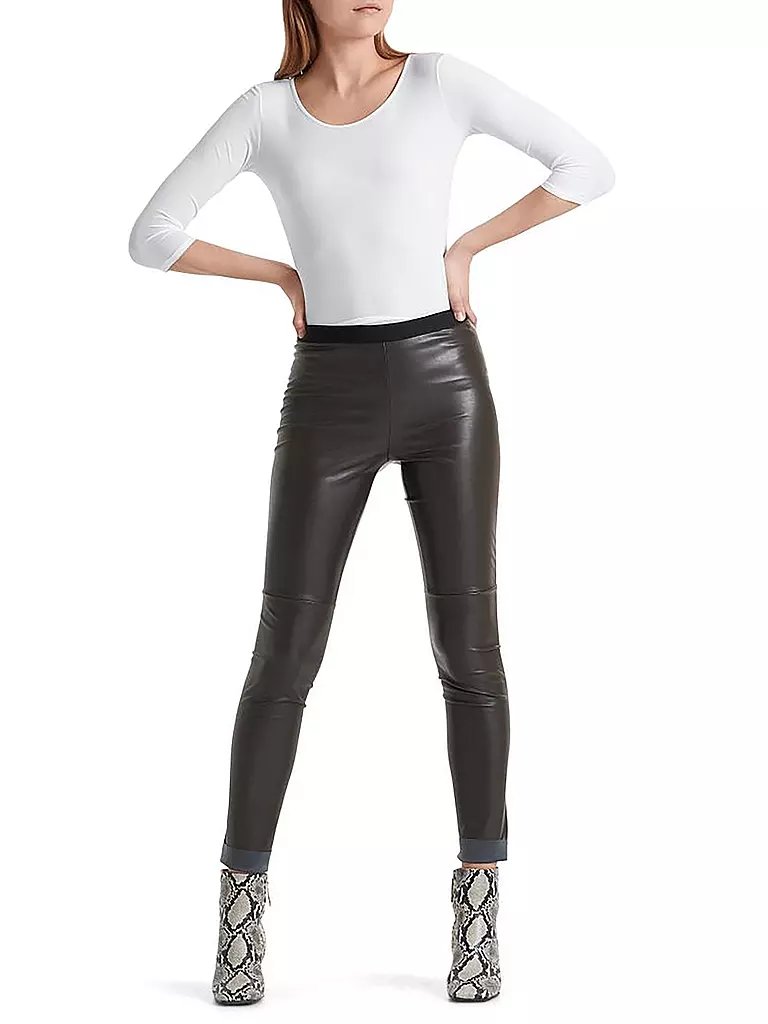 MARC CAIN | Leggings con aspecto de cuero | Marrón