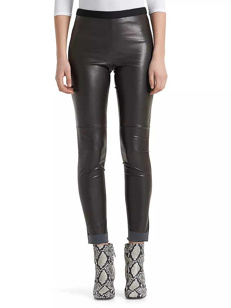 MARC CAIN | Leggings con aspecto de cuero | Marrón