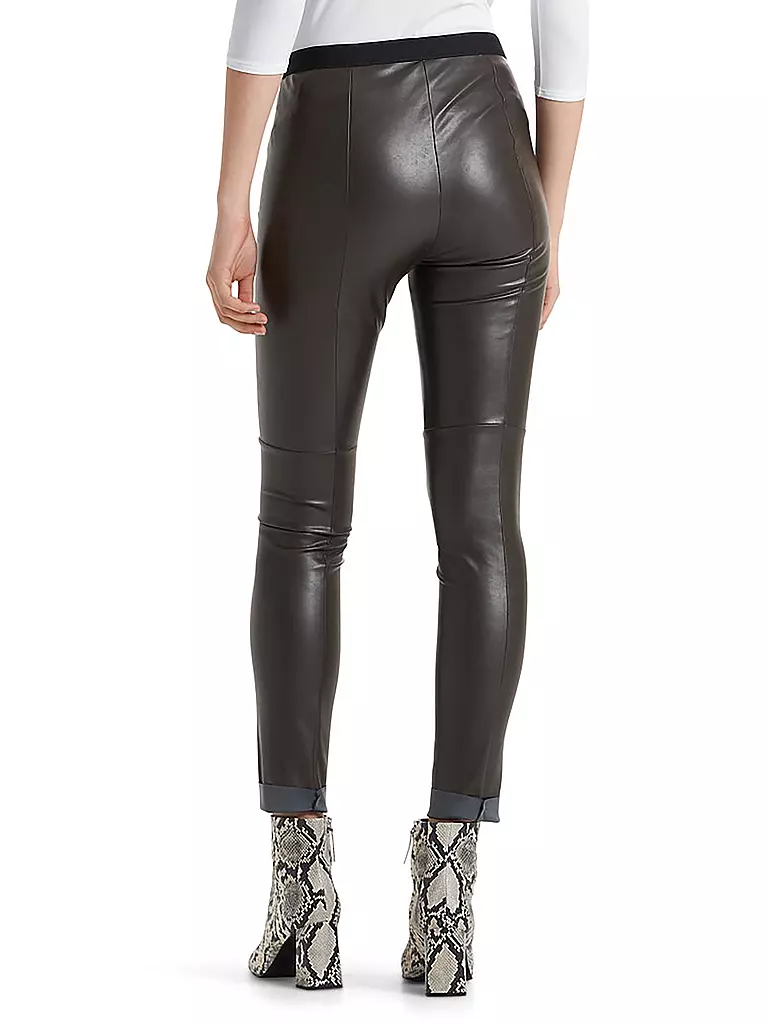 MARC CAIN | Leggings con aspecto de cuero | Marrón