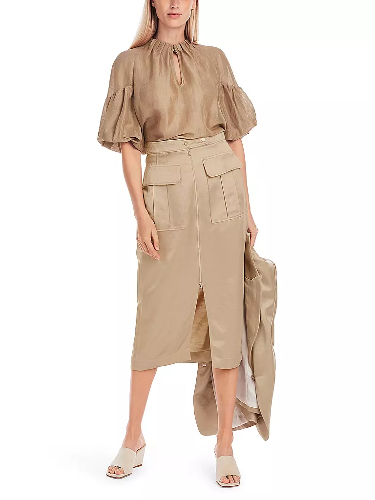 MARC CAIN | Midi falda | Marrón claro