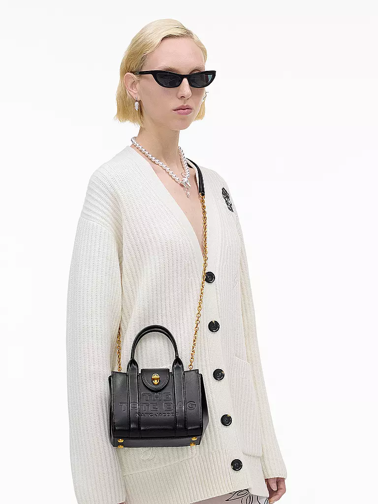 MARC JACOBS | Bolso de cuero - Mini Bolso THE TURNLOCK CROSSBODY TOTE | Negro