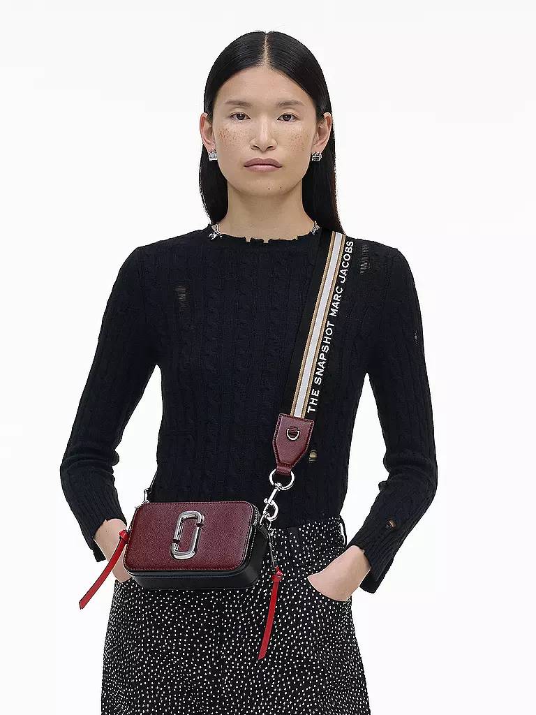 MARC JACOBS | Ledertasche - Mini Bag THE SNAPSHOT  | Rojo oscuro