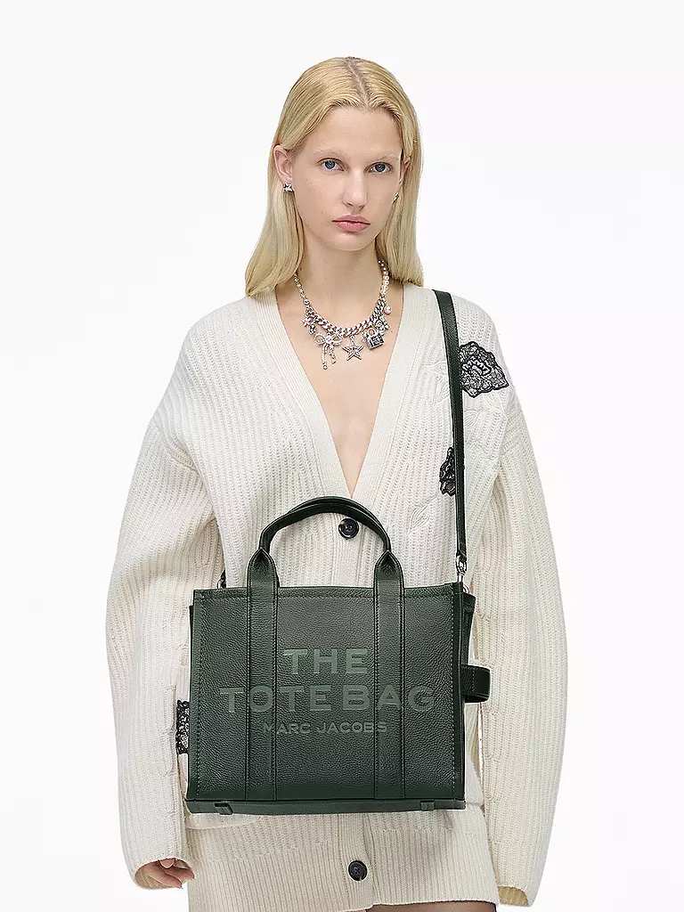 MARC JACOBS | Ledertasche - Tote Bag THE MEDIUM TOTE LEATHER | Verde oscuro