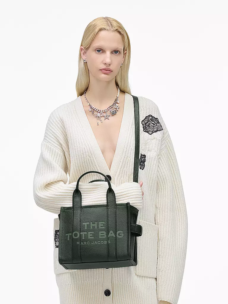 MARC JACOBS | Ledertasche - Tote Bag THE SMALL TOTE LEATHER | Verde oscuro