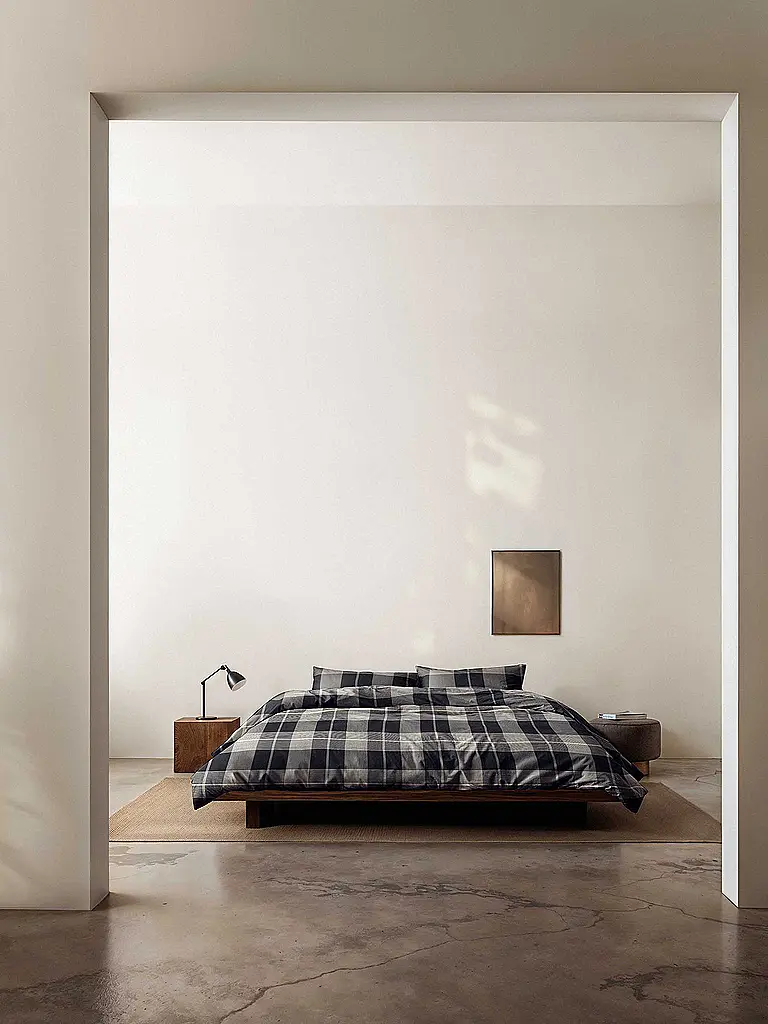 MARC O'POLO HOME | Ropa de cama de franela ALVAR 70x90cm/140x200cm New Black | Negro