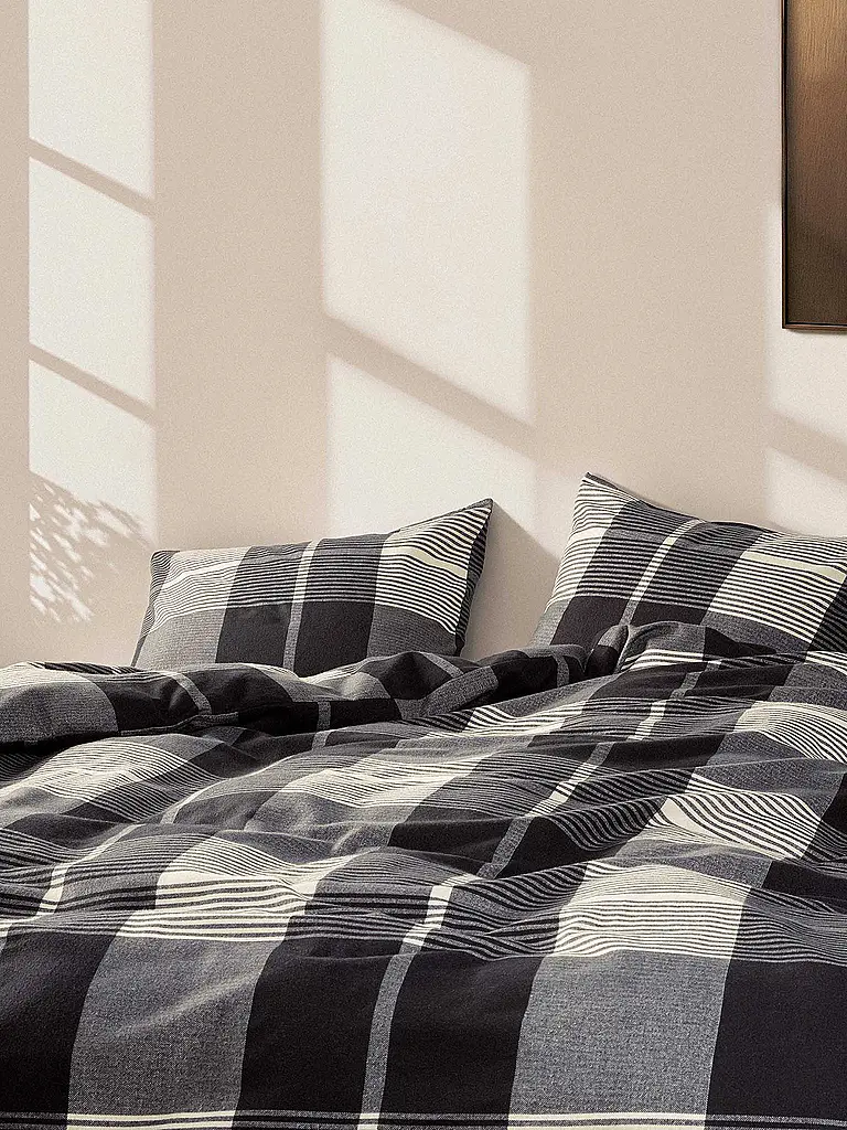 MARC O'POLO HOME | Ropa de cama de franela ALVAR 70x90cm/140x200cm New Black | Negro