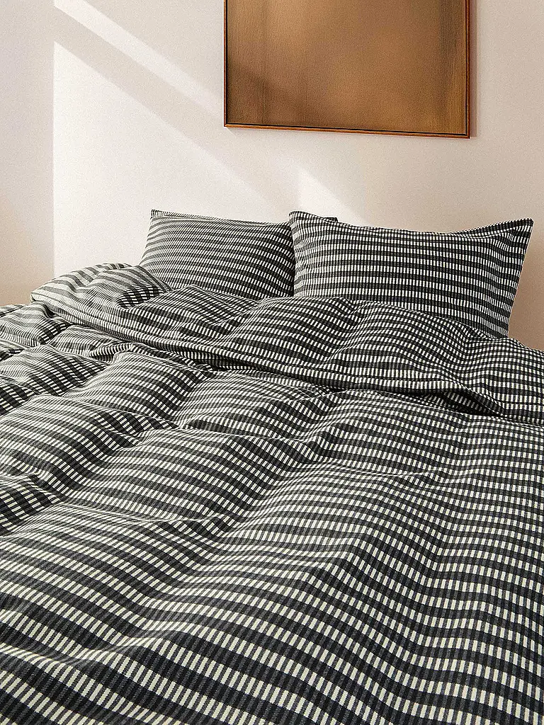 MARC O'POLO HOME | Ropa de cama de franela OLLE 70x90cm/140x200cm New Black | Negro