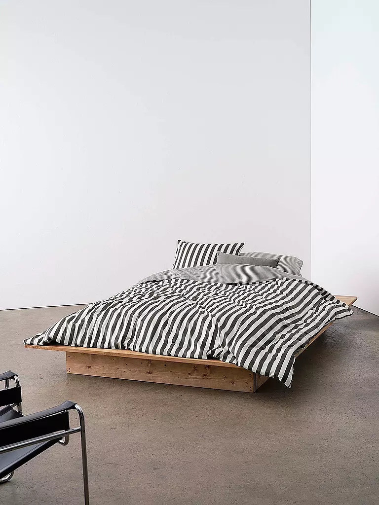 MARC O'POLO HOME | Ropa de cama de satén CLASSIC STRIPE 70x90cm/140x200cm Antracita | Gris