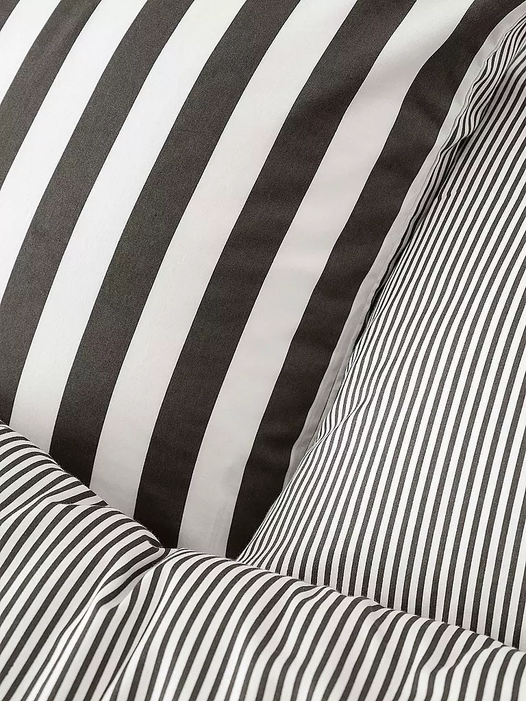 MARC O'POLO HOME | Ropa de cama de satén CLASSIC STRIPE 70x90cm/140x200cm Antracita | Gris