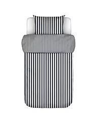 MARC O'POLO HOME | Ropa de cama de satén CLASSIC STRIPE 70x90cm/140x200cm Silver | Azul oscuro
