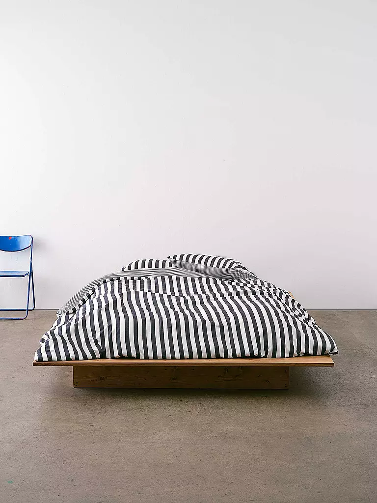 MARC O'POLO HOME | Ropa de cama de satén CLASSIC STRIPE 70x90cm/140x200cm Navy | Azul oscuro