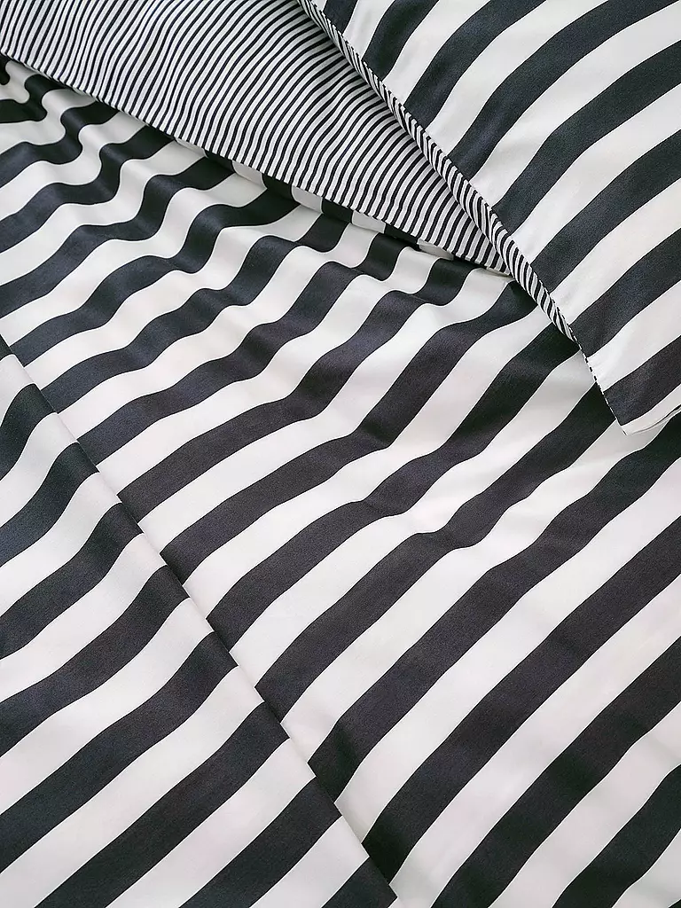 MARC O'POLO HOME | Ropa de cama de satén CLASSIC STRIPE 70x90cm/140x200cm Navy | Azul oscuro