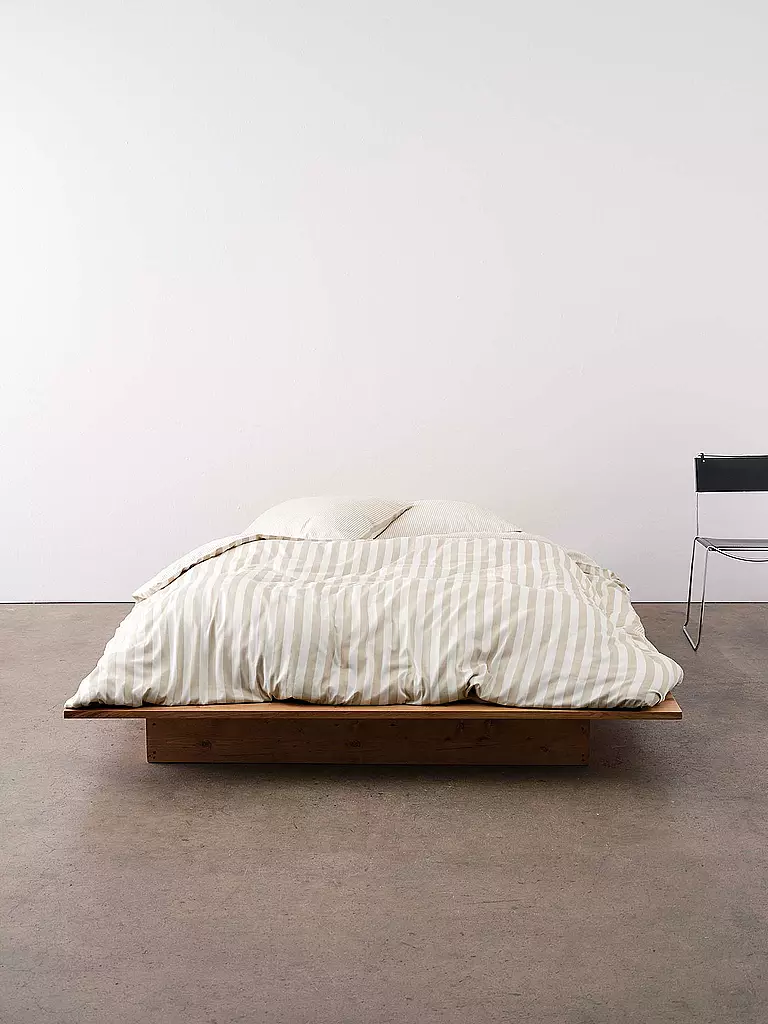 MARC O'POLO HOME | Ropa de cama de satén CLASSIC STRIPE 70x90cm/140x200cm Oatmel | Beige