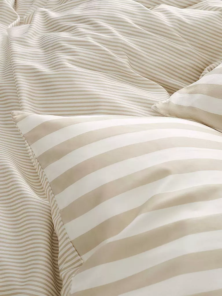 MARC O'POLO HOME | Ropa de cama de satén CLASSIC STRIPE 70x90cm/140x200cm Oatmel | Beige