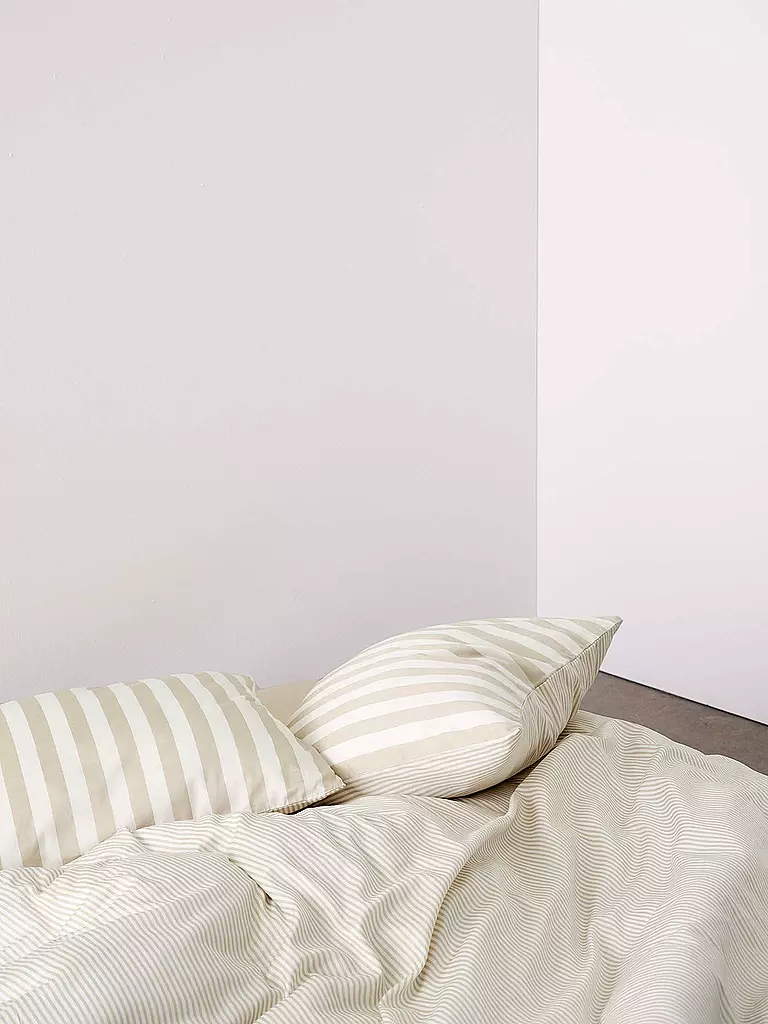 MARC O'POLO HOME | Ropa de cama de satén CLASSIC STRIPE 70x90cm/140x200cm Oatmel | Beige