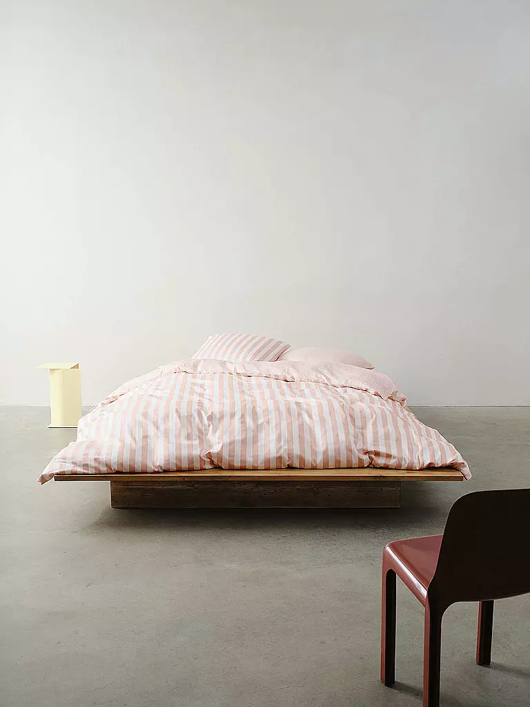MARC O'POLO HOME | Ropa de cama de satén CLASSIC STRIPE 70x90cm/140x200cm Rose Smoke | Rosa