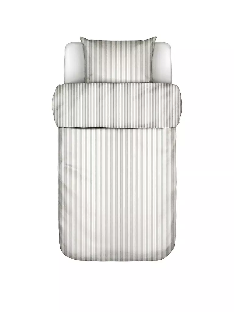 MARC O'POLO HOME | Ropa de cama de satén CLASSIC STRIPE 70x90cm/140x200cm Silver | Gris claro