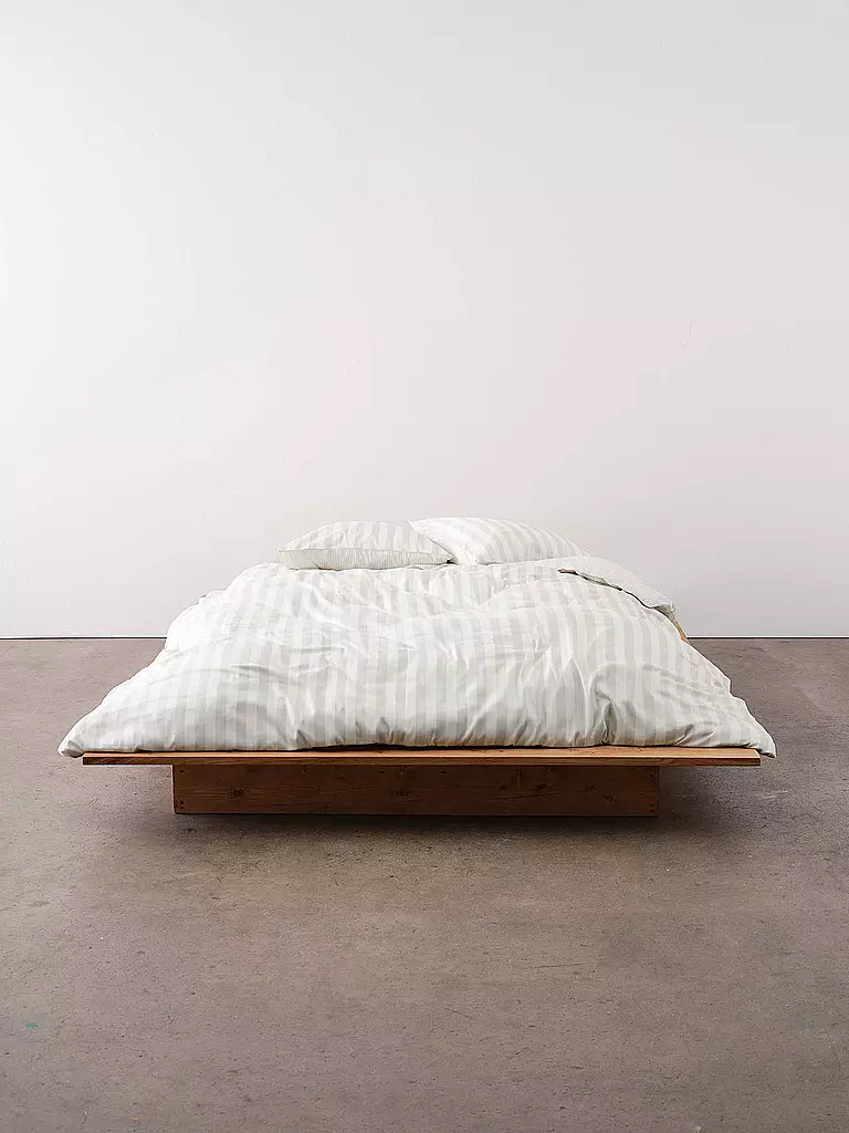 MARC O'POLO HOME | Ropa de cama de satén CLASSIC STRIPE 70x90cm/140x200cm Silver | Gris claro