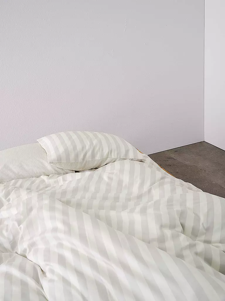 MARC O'POLO HOME | Ropa de cama de satén CLASSIC STRIPE 70x90cm/140x200cm Silver | Gris claro