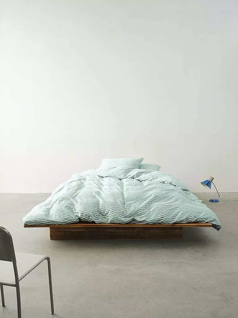 MARC O'POLO HOME | Ropa de cama de satén HARPA 70x90cm/140x200cm Blue Haza | Menta