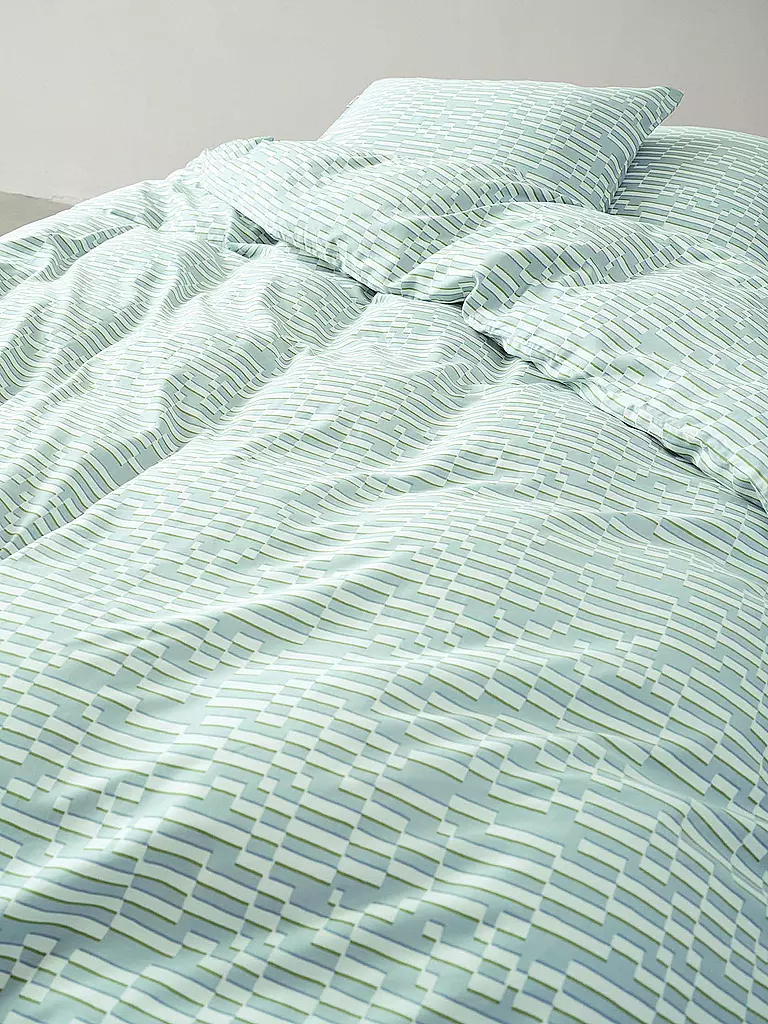 MARC O'POLO HOME | Ropa de cama de satén HARPA 70x90cm/140x200cm Blue Haza | Menta