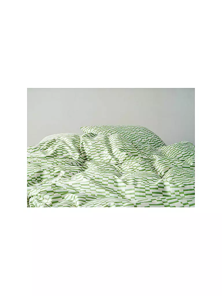 MARC O'POLO HOME | Ropa de cama de satén HARPA 70x90cm/140x200cm Verde helecho | 