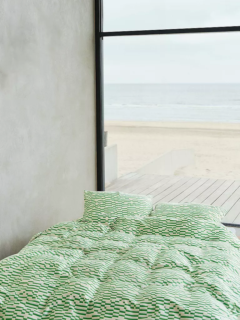 MARC O'POLO HOME | Ropa de cama de satén HARPA 70x90cm/140x200cm Verde helecho | 