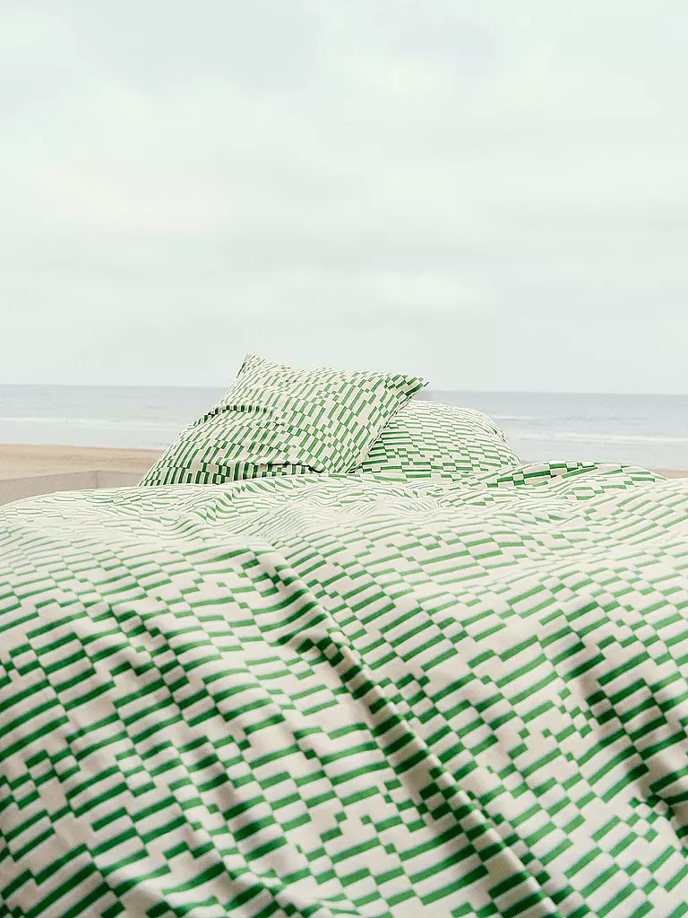 MARC O'POLO HOME | Ropa de cama de satén HARPA 70x90cm/140x200cm Verde helecho | 