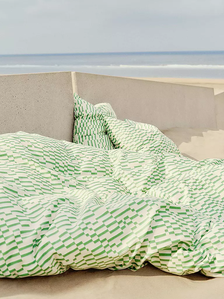 MARC O'POLO HOME | Ropa de cama de satén HARPA 70x90cm/140x200cm Verde helecho | 