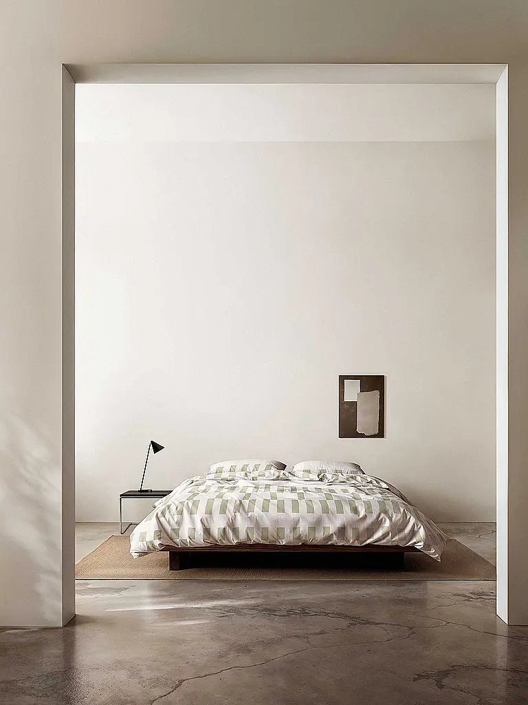 MARC O'POLO HOME | Ropa de cama de satén SVERRE 70x90cm/140x200cm Bright Pea | Oliva